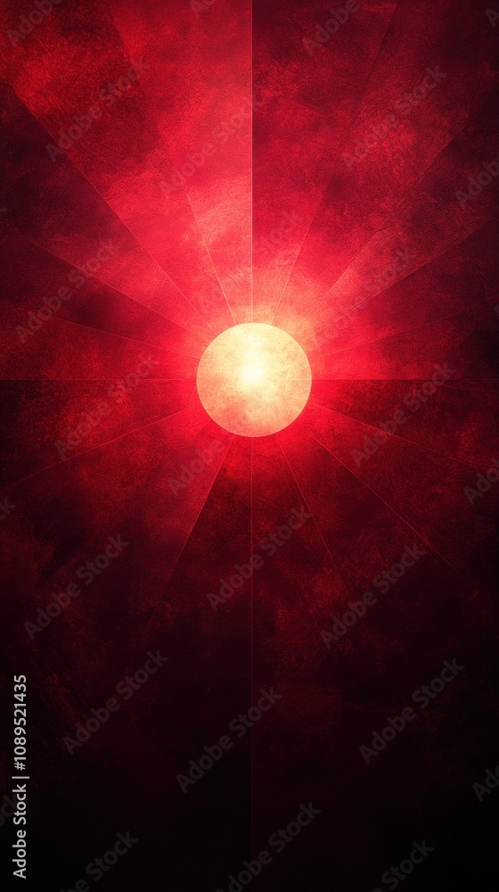 Poster red abstract background with central light source