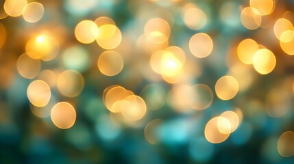 Fototapeta premium Abstract Golden and Teal Bokeh Lights Background