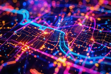 Obraz premium A detailed view of a city map with streets and landmarks