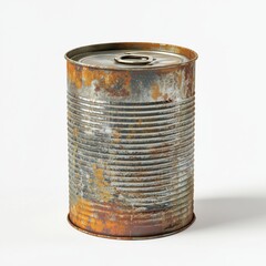 Weathered Tin Can with Rusty Patina Game Art Concept Isolated on White Background