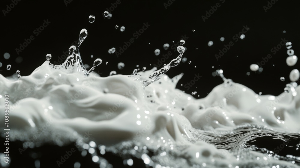 Poster splashing water action black background macro photography dynamic environment close-up view concept 