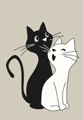 Bright colors and comfort: bring joy with a poster of two cats in a child's space.
