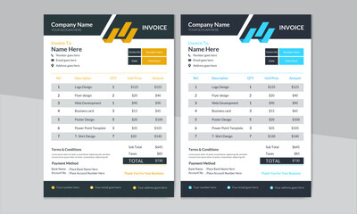 Invoice template with orange and blue color. 