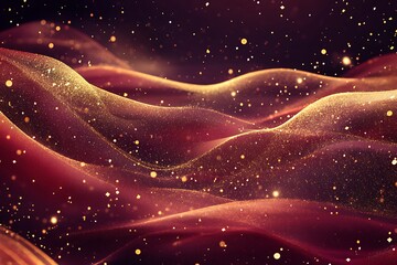 Burgundy and gold holiday background with abstract stars
