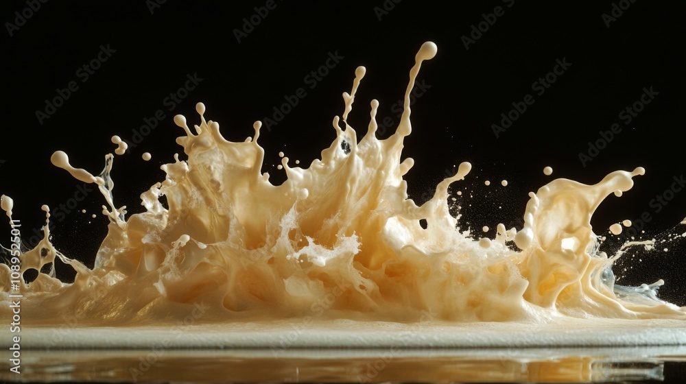 Poster dynamic coffee splash action studio setting photography dark background close-up view beverage conce