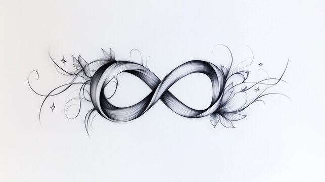 Detailed infinity symbol tattoo with intricate patterns
