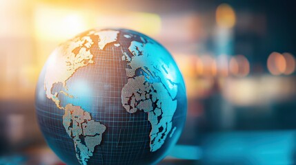 A close-up of a colorful globe highlighting the world, symbolizing global connectivity and technology advancements.