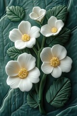 Obraz premium Delicate White Floral Arrangement on Lush Green Leaves