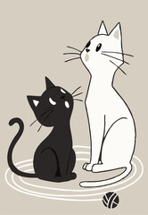 Stylish poster with two cats: a dream for a kid's room and a bright accent in the interior.
