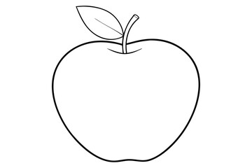 Apple line art vector, apple outline drawing 