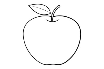 Apple line art vector, apple outline drawing 