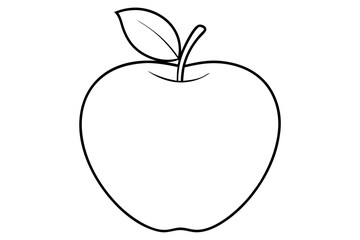 Apple line art vector, apple outline drawing 