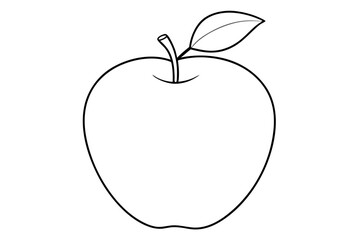 Apple line art vector, apple outline drawing 