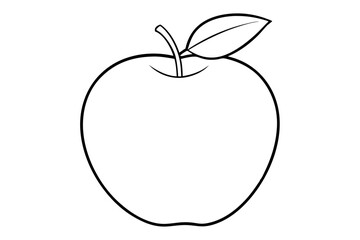 Apple line art vector, apple outline drawing 