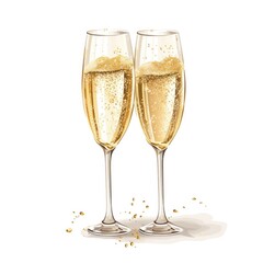 Elegant Champagne Flutes with Bubbly Drink, Perfect for Celebrations, Gatherings, and Festive Occasions, Illustrating Joy and Luxury in a Minimalist Style