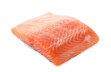 Piece of fresh salmon isolated on white