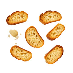 Fresh Homemade French Croutons on transparent background