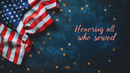 Naklejka premium Background with American flag and text for Veterans Day