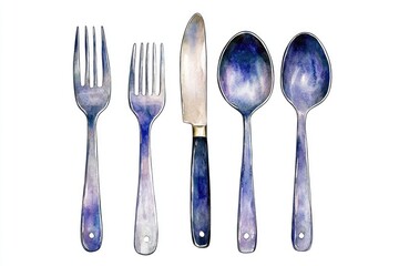 A set of three utensils on a table