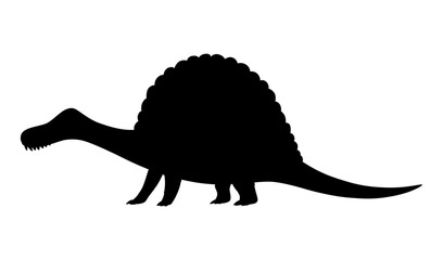 Cartoon dinosaur baby silhouette. Dino monsters icon. Prehistoric funny little monster for children theme. Vector illustration isolated on white