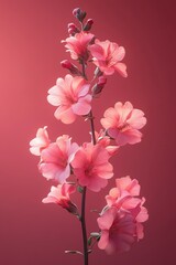 Vibrant Cherry Blossom Bouquet on Crimson Backdrop