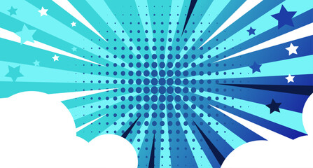 Obraz premium retro comic style blue burst background