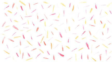 Colorful abstract pattern with pink and orange watercolor brush strokes on white background.