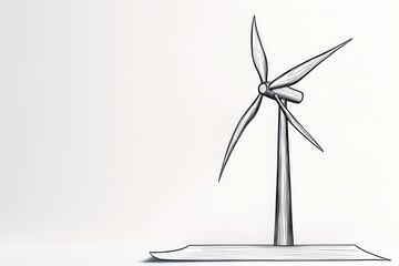 Climate Change Mitigation Policy, A simplistic drawing of a wind turbine, symbolizing renewable energy and environmental sustainability.