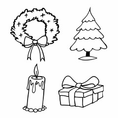 set of christmas tree image isolated on white background