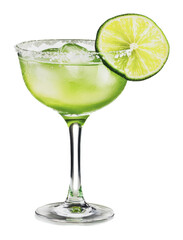 PNG Green cocktail with lime at sunset