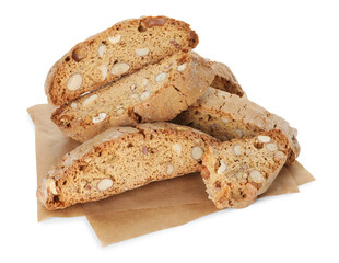 Traditional Italian almond biscuits (Cantucci) isolated on white