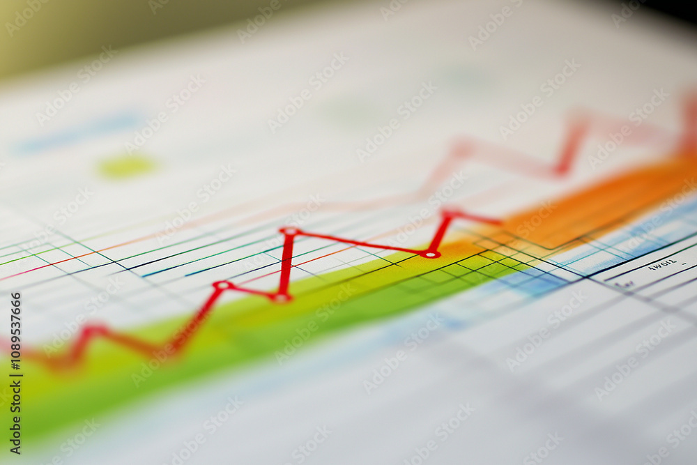 Poster abstract financial graph with uptrend arrow lines