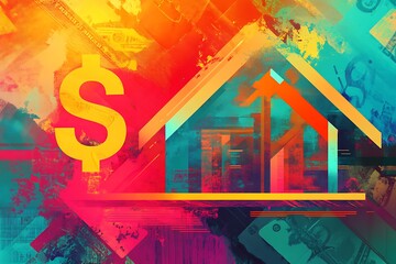 Abstract background with house and dollar sign