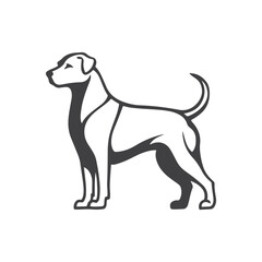 Happy dog with tail wagging, depicted in a simple silhouette that captures the essence of joy and playfulness.