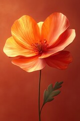 Vibrant Orange Flower Against a Warm Red Background