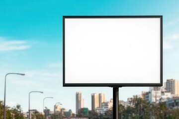 Fototapeta premium mockup template. Digital billboard mockup on a city street, with customizable display screen and urban backdrop, Digital billboard with customizable display on city street, Dynamic and eye-catching