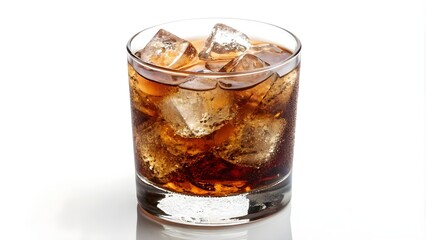 Jack and Coke Cocktail Isolated on White Background, Classic Jack and Coke Cocktail Isolated  
