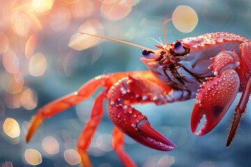 A red crab with a distinctive white shell pattern on its back