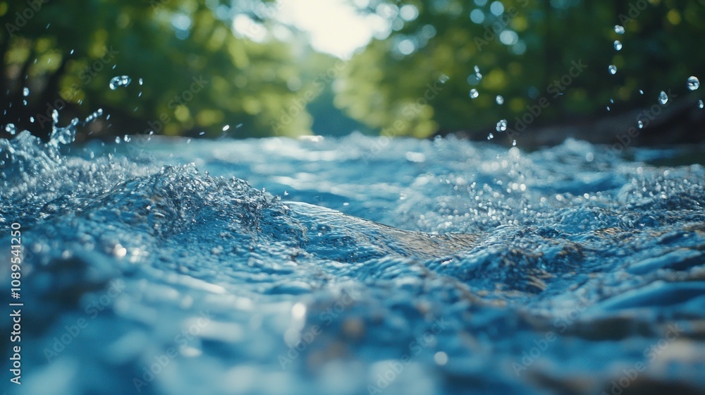 Poster close-up of a rushing stream in a forest.