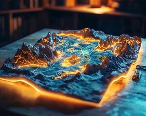Glowing Interactive 3D Map in Geography Class Symbolizing Virtual Learning Tools and EdTech Innovations