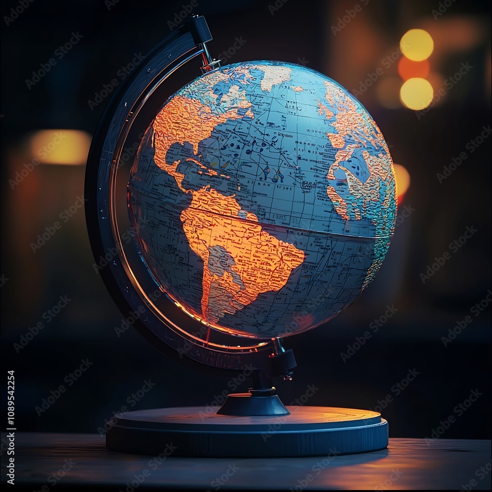 Aufkleber glowing globe in virtual classroom enabling interactive edtech of world cultures and geography