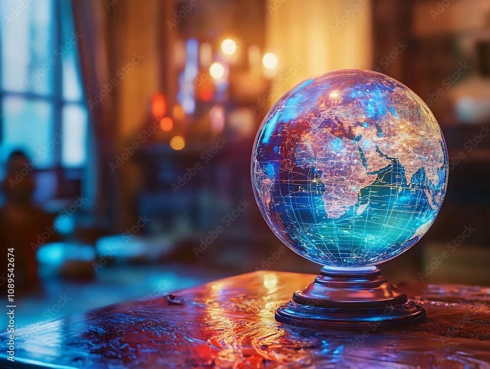 Aufkleber glowing augmented reality globe for immersive virtual history class learning experience