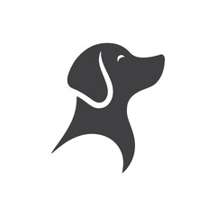 Sleek dog head silhouette logo, perfect for modern branding with a sharp and clean design in black and white vector.