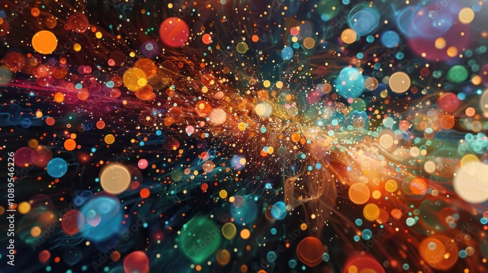 Aufkleber abstract colorful background with bokeh effect and glowing particles.