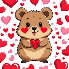 quokka with hearts