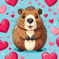 Obraz premium capybara with hearts illustration