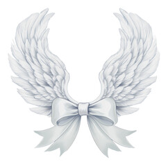 Fototapeta premium PNG White angel wings with bow decoration for events