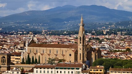 Obraz premium The panorama view of Florence and the Cattedrale di Santa Maria del Fiore. Shot in Piazzale Michelangelo