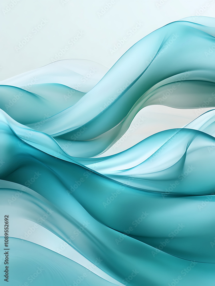 Poster calming abstract wave pattern in shades of blue, creating serene atmosphere. smooth, flowing lines e