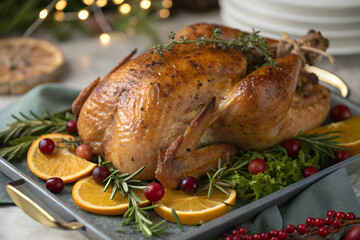 Festive Roasted Turkey for Holiday Dinner

